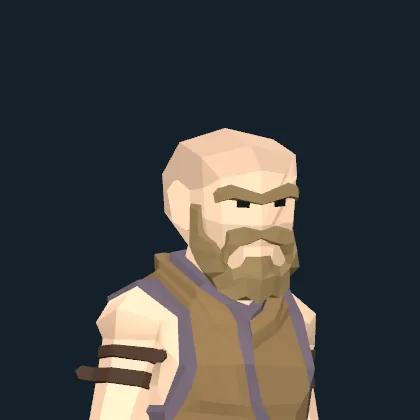 A bearded tradesman in a leather jerkin
